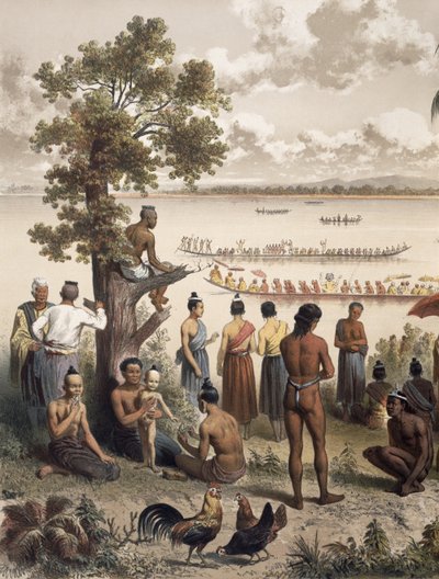 Pirogue races on the Bassac River (detail) by Louis Delaporte